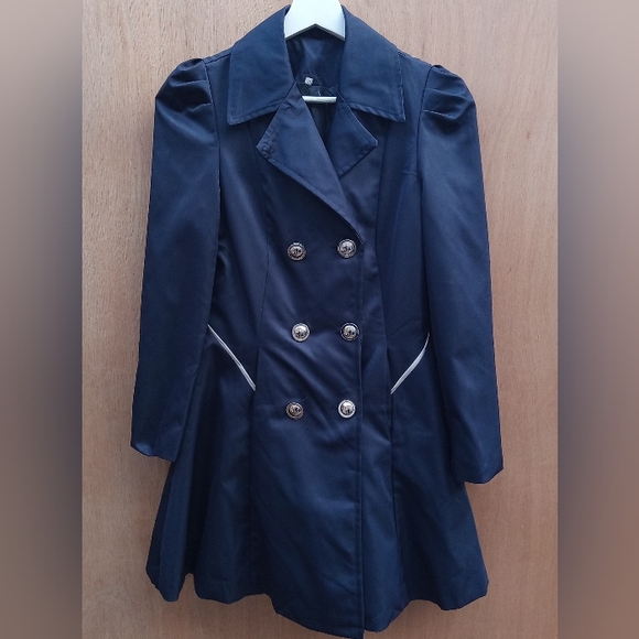 Vintage 1990's/00's Navy Blue Cinched Waist Rain Jacket Size Small - Picture 10 of 11